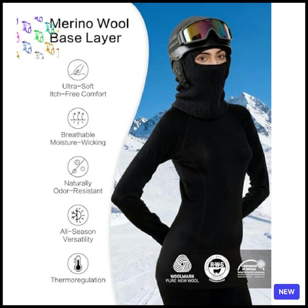 Merino Wool Thermal Set Women's Base Layer Ski Snowboard Activewear - Picture 3 of 8